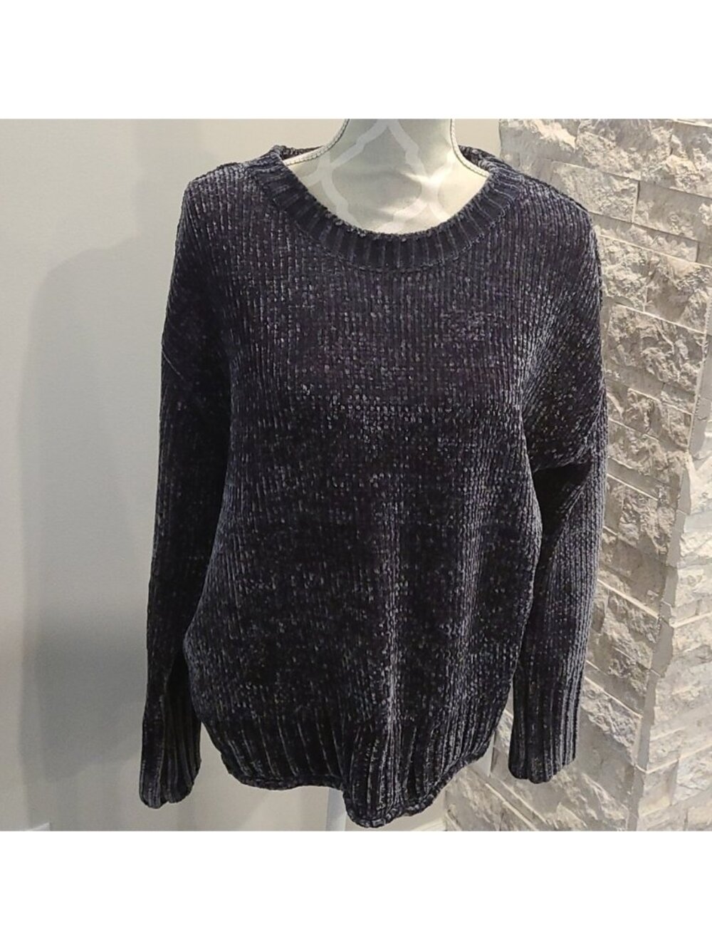 Philosophy grey crushed velour oversized sweater